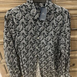 Daniel Cremieux Black and White Paisley Button-Down Shirt